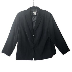 Villager by Liz Claiborne Blazer Woman Size 18W Black Polyester Classic 3-Button